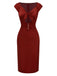 Rot 1960er Hollow Out Satin Kleid