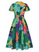 1940er Blumen V-Ausschnitt Gürtel Kleid