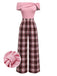 [Vorverkauf] Rosa 1930er Schulterfrei Plaids Jumpsuit