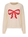 Beige 1970er Weihnachten Bogen Muster Pullover