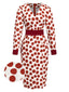 [Vorverkauf] Rot 1960s Large Polka Dots Bleistift Kleid