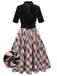 [Vorverkauf] Schwarz 1950er Keyhole Samt Plaids Patchwork Kleid