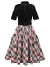 [Vorverkauf] Schwarz 1950er Keyhole Samt Plaids Patchwork Kleid