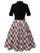 [Vorverkauf] Schwarz 1950er Keyhole Samt Plaids Patchwork Kleid