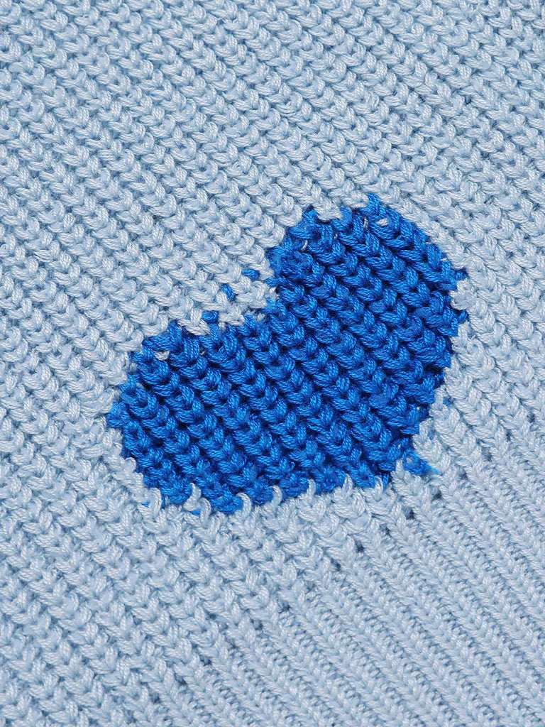 2PCS Blau 1960er Gestricktes Herz Kurz Top & Rock