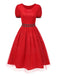 [Vorverkauf] Rot 1950er Funkeln Netz Plaid Patchwork Kleid