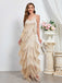 Beige 1920er Tassel Spaghettiträger Maxi Kleid