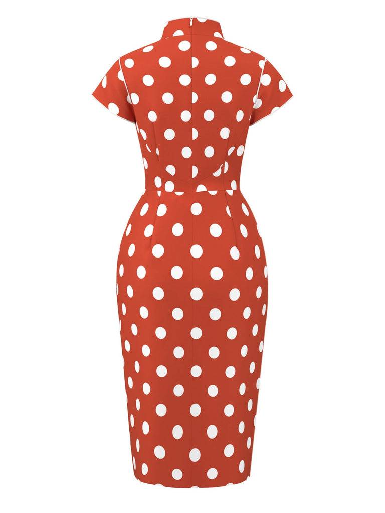 [Vorverkauf] Rot 1960er Weihnachten Polka Dots Pencil Kleid