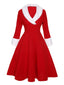 [Vorverkauf] [Übergröße] Rot & Weiß 1950er Weihnachten Revers Kleid