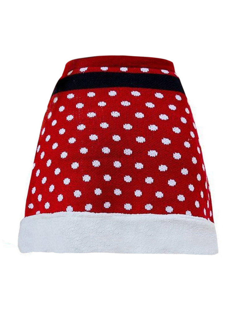 Rot 1950er Weihnachten Polka Dots Stricken Rock