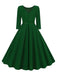 1950er Solide Gürtel Swing Kleid