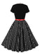 1950er Krawattenhals Polka Dots Gürtel Kleid