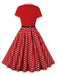 1950er Krawattenhals Polka Dots Gürtel Kleid