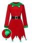 Rot 1980er Weihnachten Elf Kostüm Kleid Set