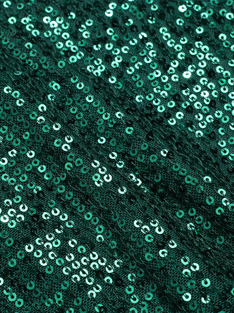 [Vorverkauf] Grün 1960er Pailletten Weites-Bein Jumpsuit