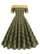 1950er Schulterfrei Vintage Patchwork Plaids Kleid