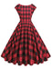 Rot 1950er Buffalo Plaids Swing Kleid