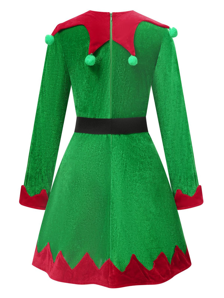 Grün 1940er Weihnachten Elf Kleid Set