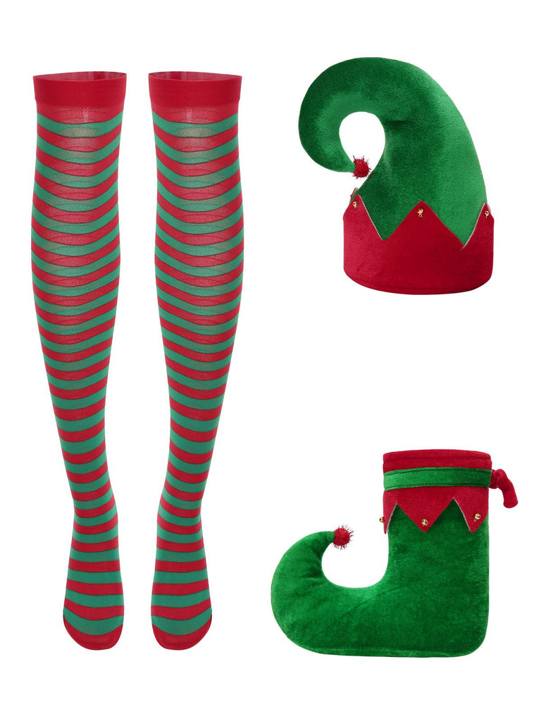 Grün 1940er Weihnachten Elf Kleid Set