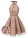 Beige 1940er Herz Netz Halter Kleid