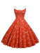 Rot 1950er Musiknoten Swing Kleid