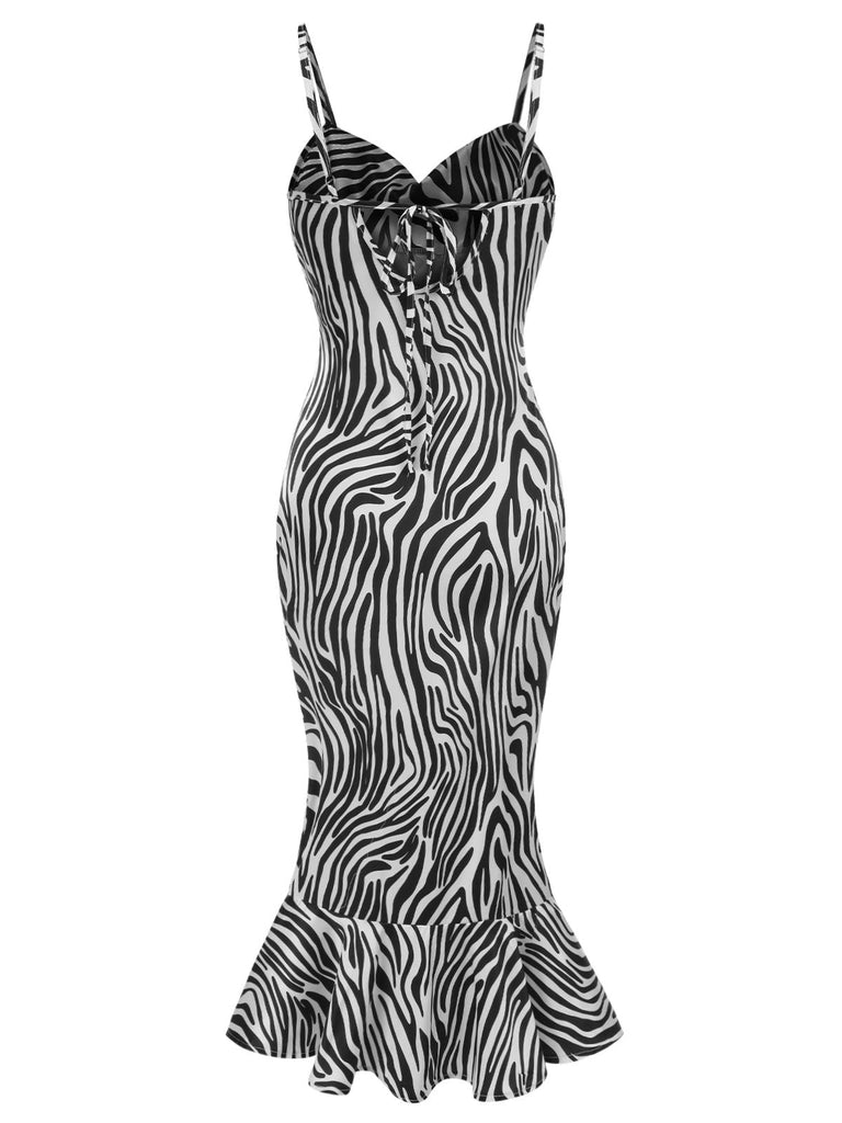 [Vorverkauf] 1930er Wasserfallausschnitt Träger Zebra Meerjungfrauenkleid