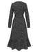 Schwarz 1940er Schlitz Blumen Gürtel Kleid