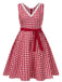 [Vorverkauf] [Übergröße] Rot 1950er Spitze Baumwolle Plaid Kleid