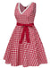 [Vorverkauf] [Übergröße] Rot 1950er Spitze Baumwolle Plaid Kleid