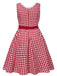 [Vorverkauf] [Übergröße] Rot 1950er Spitze Baumwolle Plaid Kleid