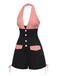 [Vorverkauf] Schwarz 1950er Streifen Patchwork Halter Romper