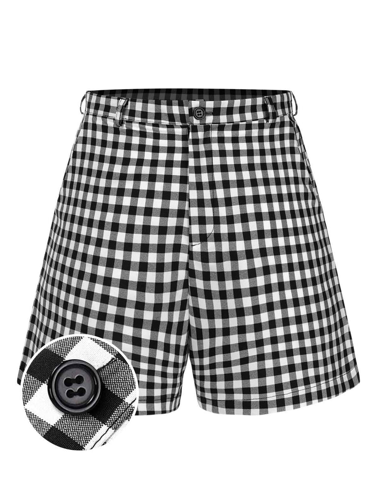 [Vorverkauf] Schwarz & Weiß 1960er Gingham Plaid Shorts