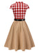 [Vorverkauf] 2PCS 1950er Revers Gingham Bluse & Gürtel Rock