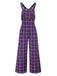 Lila 1960er Plaids Weites-Bein Overall Jumpsuit