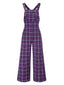 Lila 1960er Plaids Weites-Bein Overall Jumpsuit