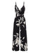 Schwarz 1950er Blumen Silhouette Jumpsuit