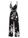 Schwarz 1950er Blumen Silhouette Jumpsuit