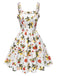 Multicolor 1940er Zurück-Hohl Lemon Blumen Kleid