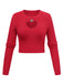 1960er Strasssteine Herz Cutout Gestrickt Solide Pullover