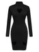 Schwarz 1960er Solide Herz Cut Out Kleid