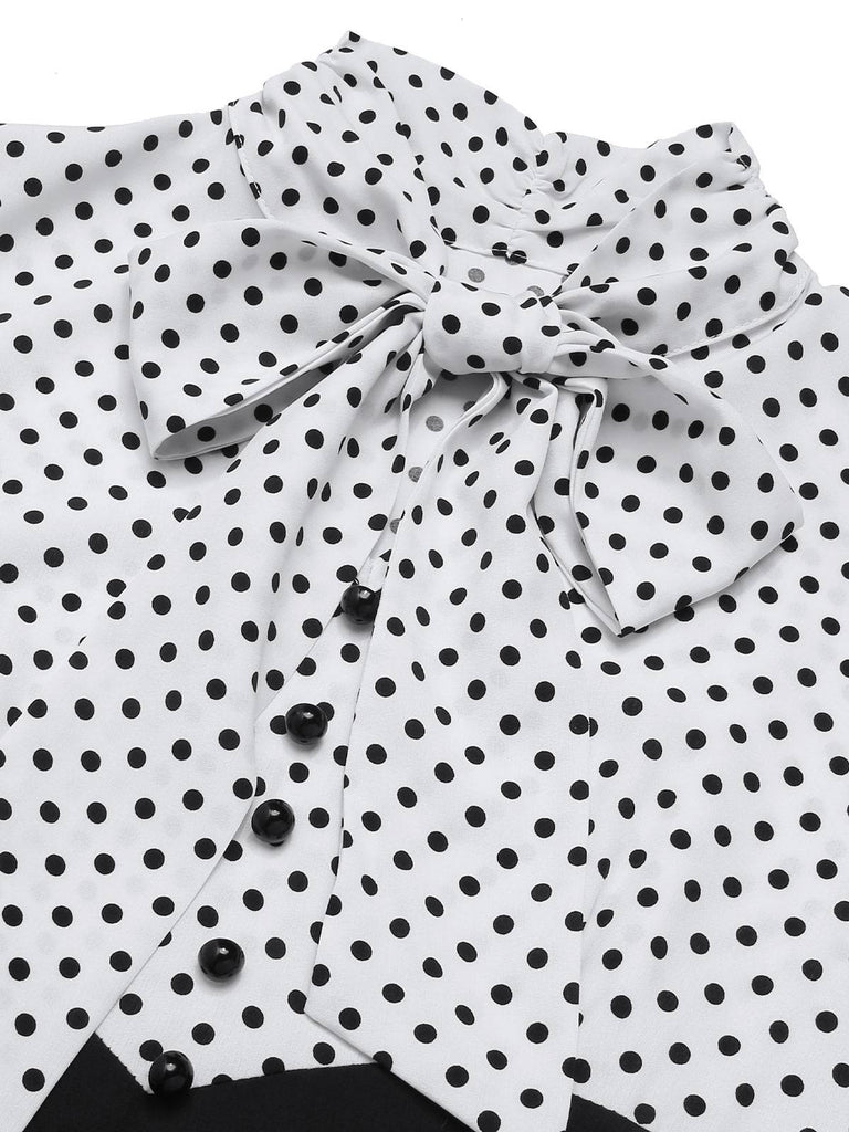 [Vorverkauf] Schwarz 1930er Dots Krawattenhals Meerjungfrauenkleid