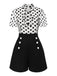 Schwarz & Weiß 1950er Polka Dot Kragen Romper