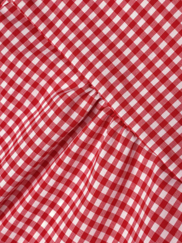 [Vorverkauf] Rot 1940er Gingham Plaid Kurze Bluse