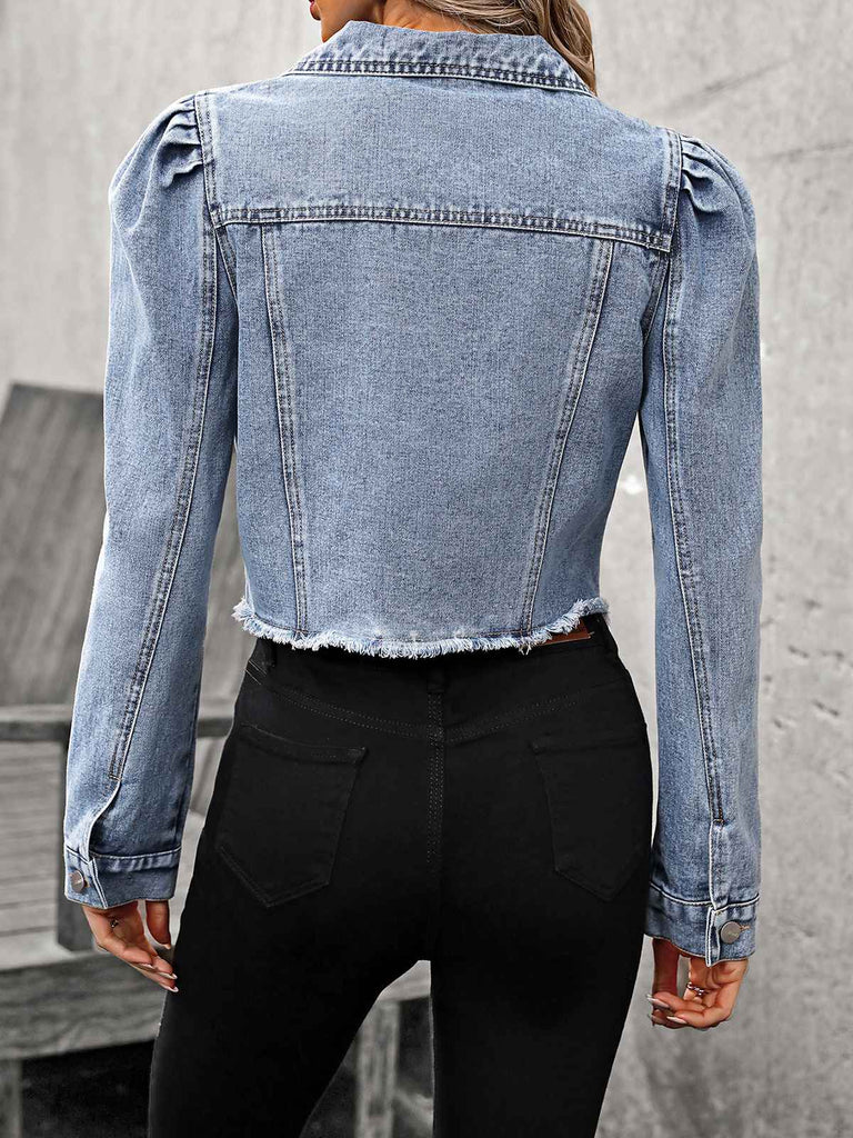 Hellblau 1970er Kurze Jeansjacke