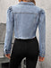 Hellblau 1970er Kurze Jeansjacke