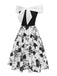 [Vorverkauf] Schwarz 1950er Blumen Elegant Schulterfrei Kleid