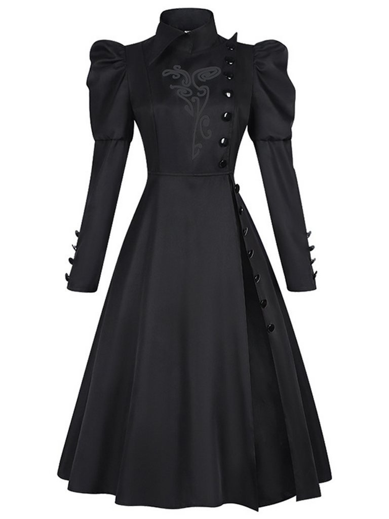 Schwarz 1940er Wicked-Inspiriert Blumen Hexen Kleid