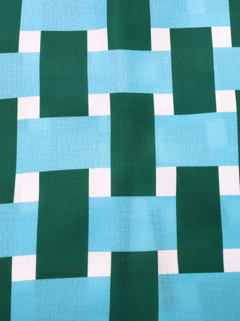 [Vorverkauf] Blau 1960er Geometrischer Bootskragen Gürtel Kleid