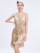 Gold 1920er Gatsby Pailletten Quaste Patchwork Kleid