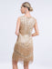 Gold 1920er Gatsby Pailletten Quaste Patchwork Kleid